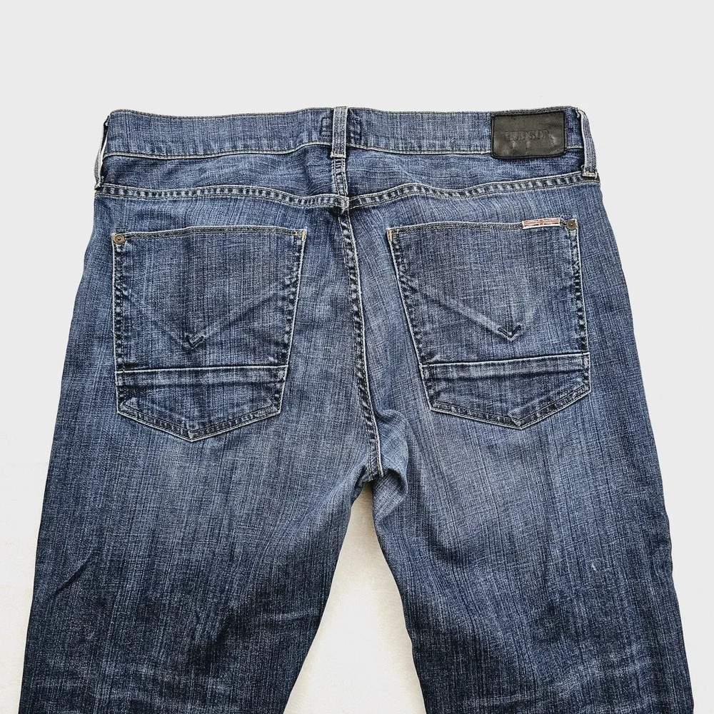 Hudson Mens 36W 33L Straight Blue‎ Five Pocket Denim Jeans M255ZAM